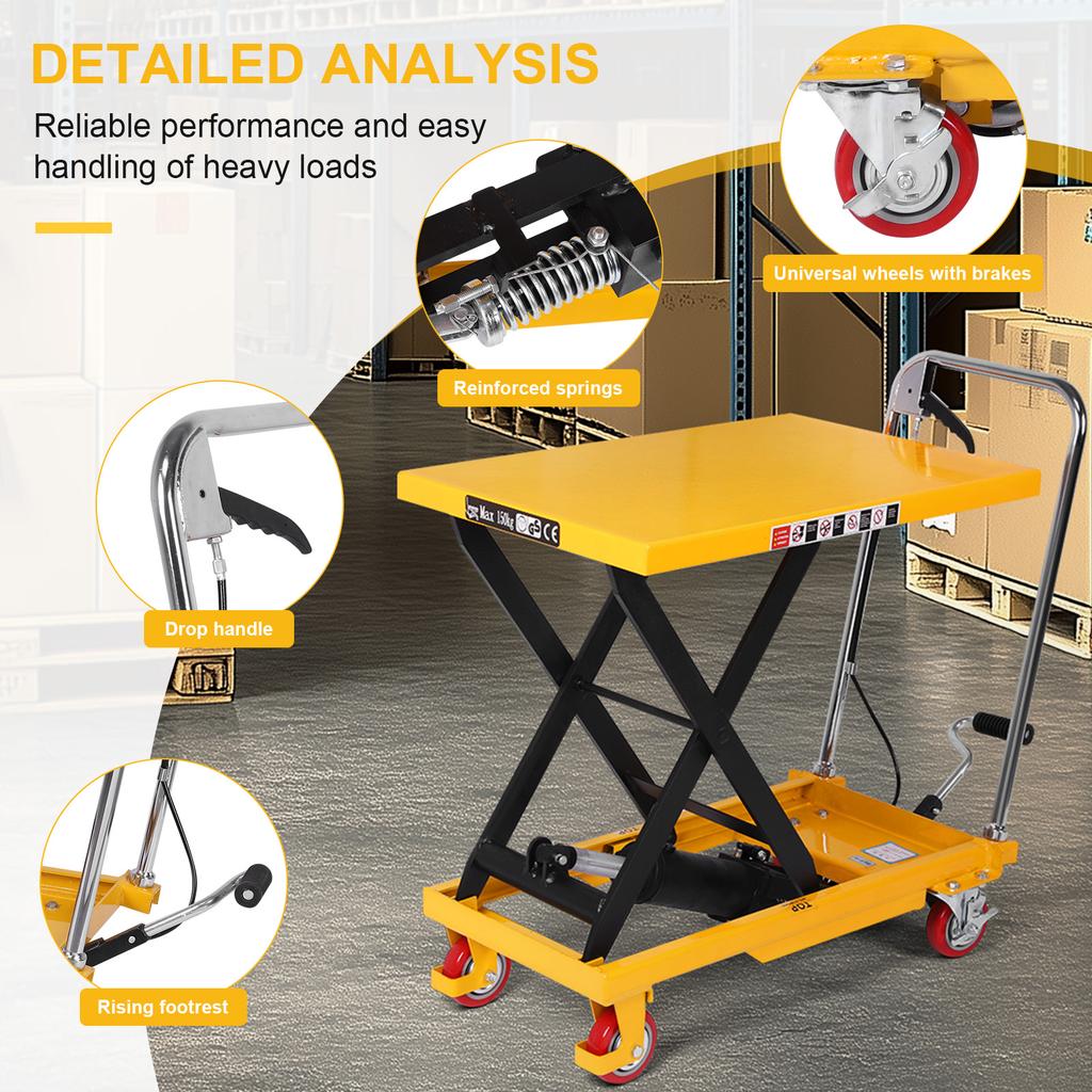 Kaldırma Masası Arabası Kaymaz Hidrolik Kaldırma Arabası Kaldırma Masalı Manuel Tek Makaslı Kaldırıcı Malzeme Boşaltma Taşıma için