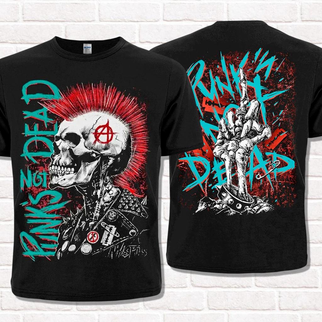 T-shirt Punk's Not Dead Punk Rock Hard Rock Heavy Metal Anarchia T-shirt Magliette Top Unisex Cotone Manica Corta High Street