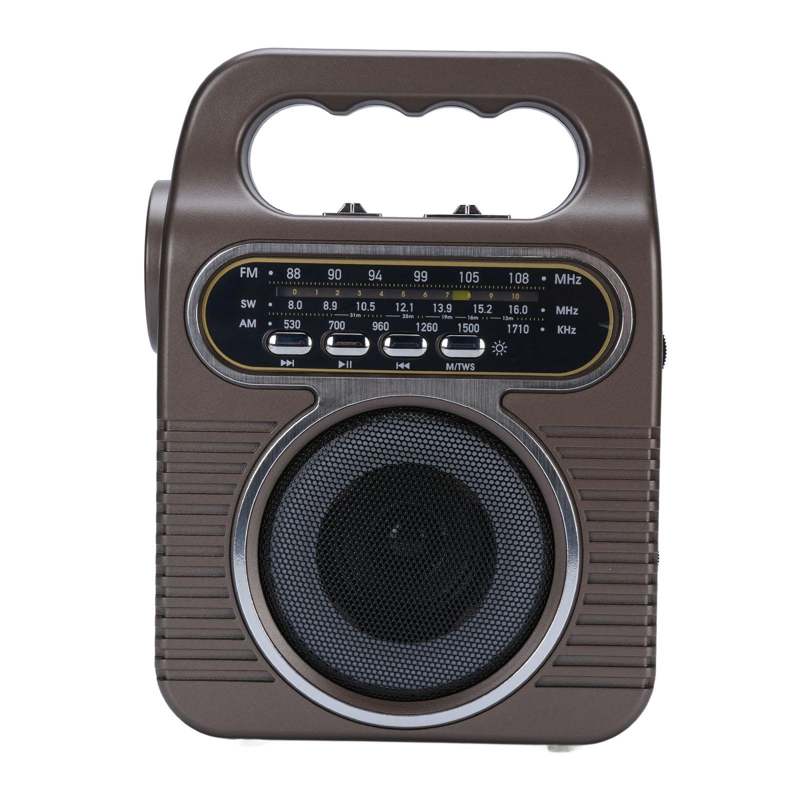 

Ретро FM AM SW радио Bluetooth динамик с фонариком портативный стерео радио музыкальный плеер аккумулятор коричневый