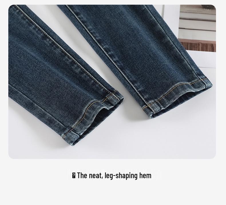 Women's Dark Blue Fleece-Lined Skinny Jeans - 2025 Winter Slim Fit, Thickened, Tight-Fitting, Show-Thin Pencil Pants for Boots