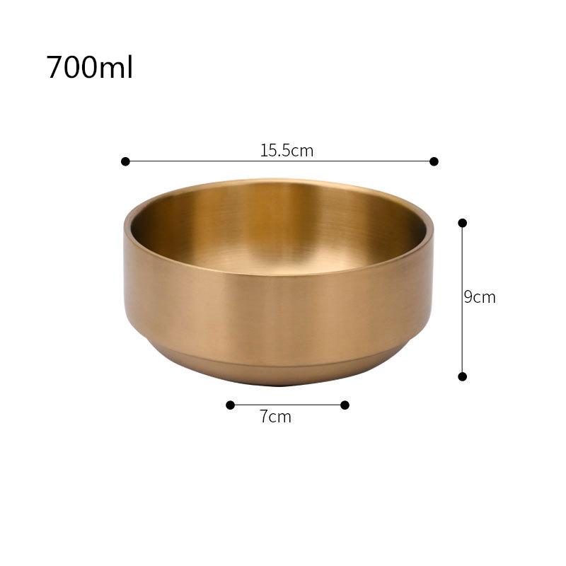 Korean 304 Stainless Steel Rice Bowl Double Layer Anti-Scalding Soup Noodles Bowls Salad Fruit Bowl Kitchen Tableware