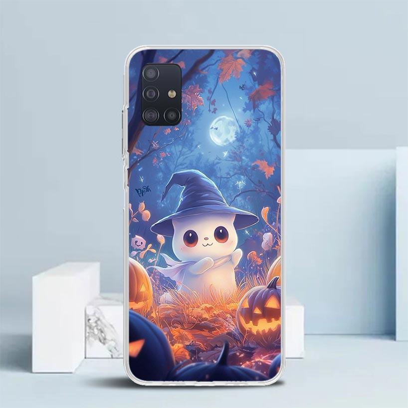 Cute Halloween Ghost Soft Cover for Samsung Galaxy A12 A22 A32 A52 A72 A02S Phone Case Note 20 Ultra 10 S10 Plus A51 A71 A50S A2