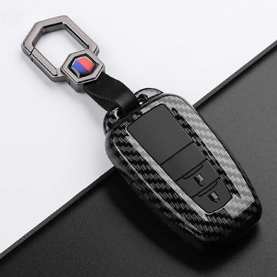 ABS Carbon Fiber Car Key Case Cover Shell Fob for Toyota Prius Camry Corolla C-HR CHR RAV4 Prado 2018 2022 Key Chain Accessories