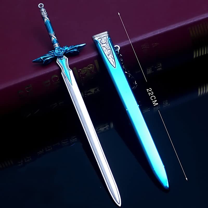 Sword Art Online Keychain SAO Eugeo Blue Rose Sword One-Handed Sword Pendant Keyring SAO Couple Keychain
