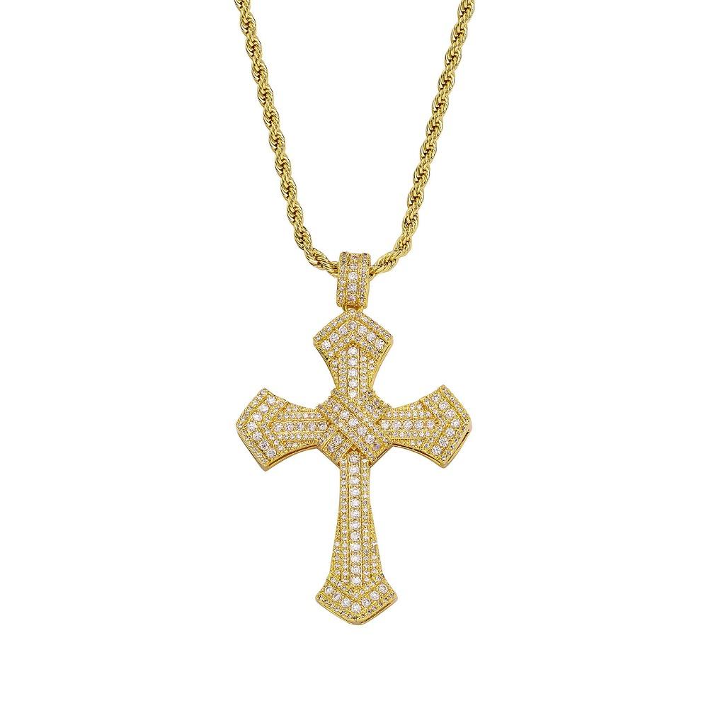 Zircon Cross Pendant Necklace Stylish Unisex Jewelry for Men Women Fashion Accessories Gift