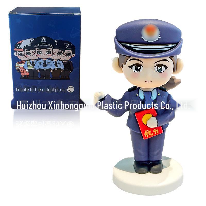 Cartoon Police Officer Keychain - Security, Traffic, Fire Service Commemorative Gift