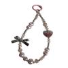 Heart Crystal Rhinestone Phone Chain with Bow - Luxury Keyring Lanyard