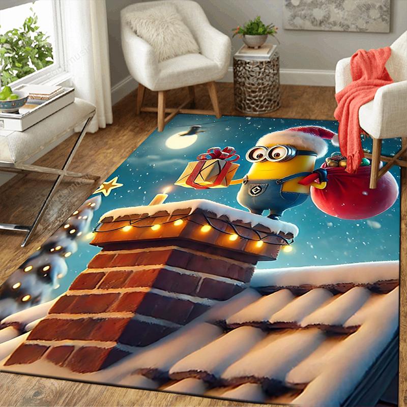 1Pc Minions Christmas Celebration Rug Office Carpet Indoor Outdoor Doormat Nonslip Soft And Comfortable Living Room Christmas Halloween Gift D91854