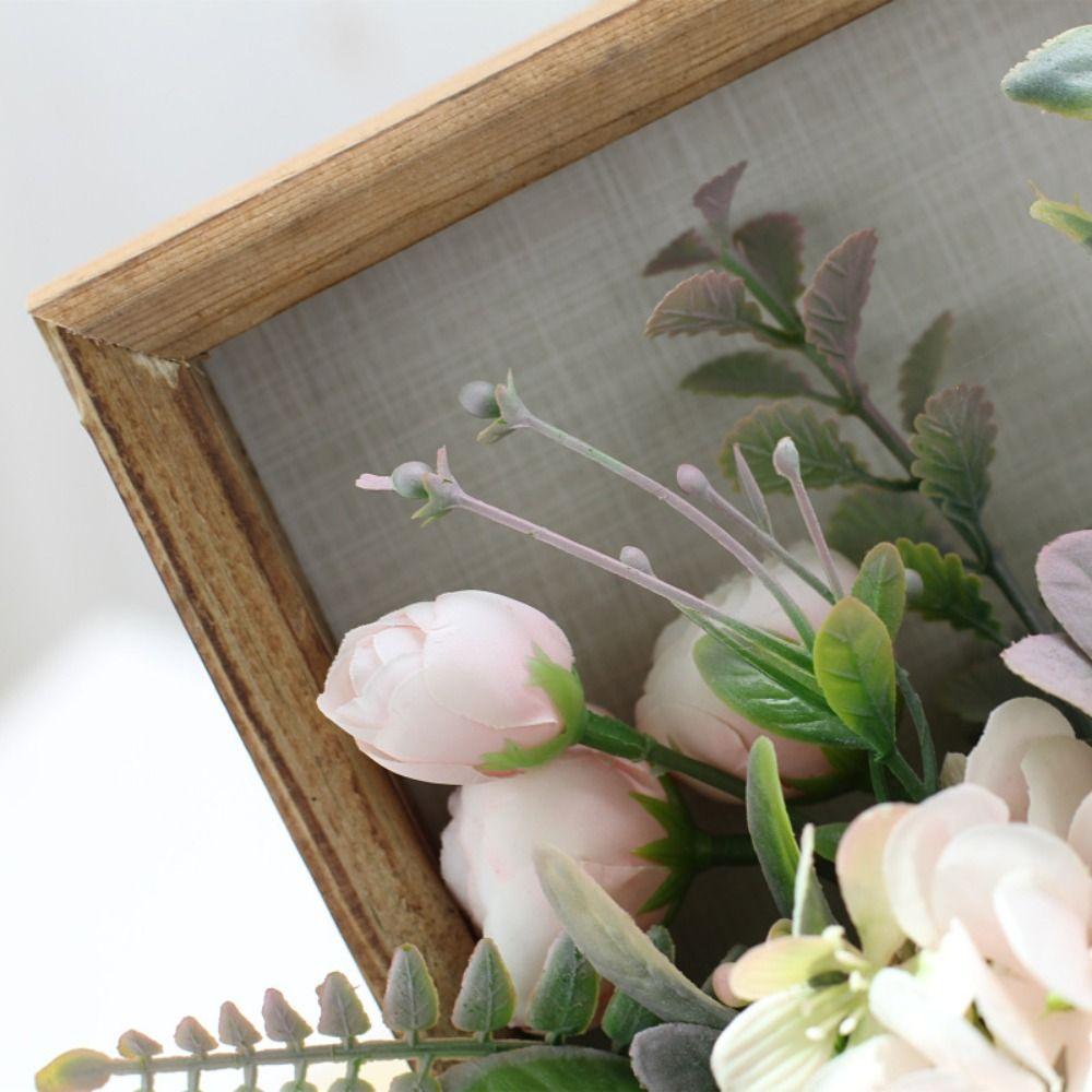 Wooden Faux Flowers Wall Decor 3D Imitation Flowers Decoration Hydrangea Wall Decor  Home