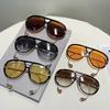Gafas de sol de piloto para mujer, con montura grande y doble haz, personalizadas, de moda, estilo sapo, de gran tamaño, populares gafas de sol vintage.