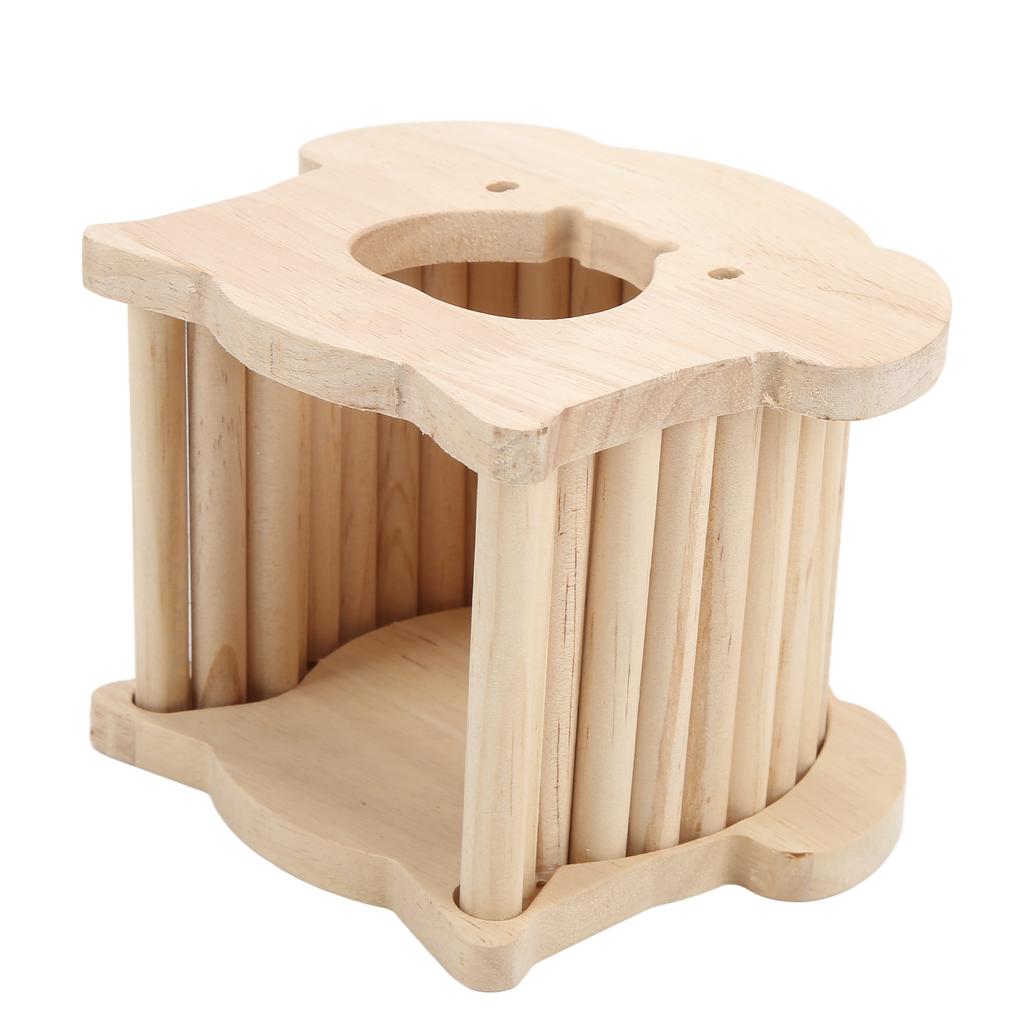 Hamster Wooden House Pig Head Shape Wooden Hamster Hut with Funny Climbing Ladder for Small Pets