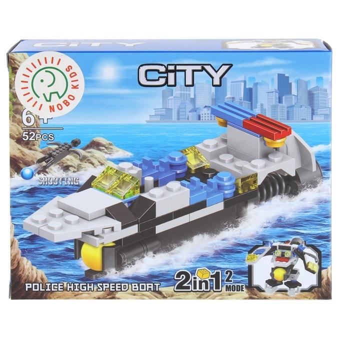 Construction Bricks 2 in 1 Police Boat Robot