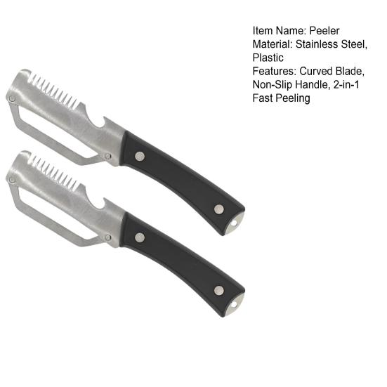 Stainless Steel Vegetable Peeler with Handle, Multi-Function Fruit Potato Peeler, 2-in-1 Bottle Opener, Ergonomic Rust-Proof Essential Kitchen Tool