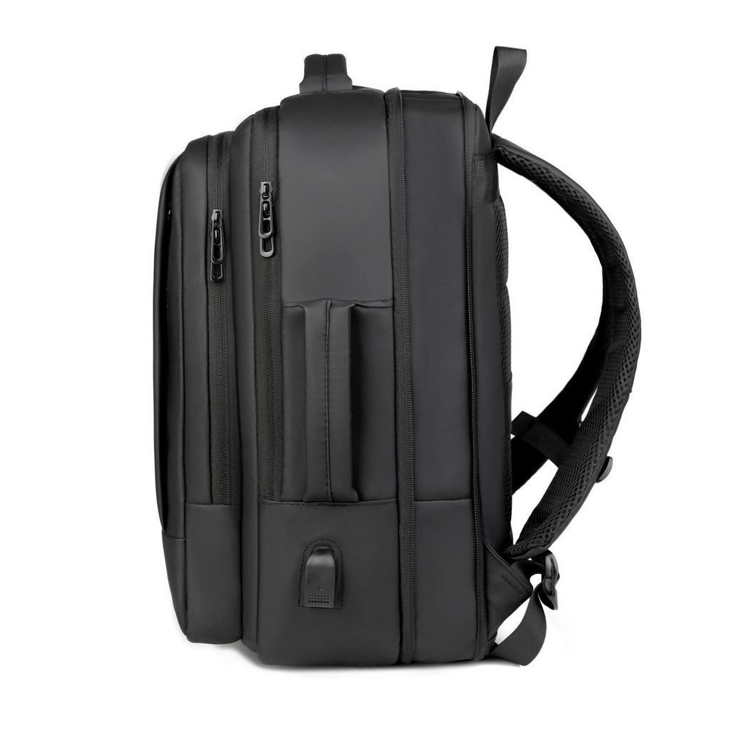 Men's Large-Capacity Waterproof Leather Multi-Functional Business Laptop Travel Backpack