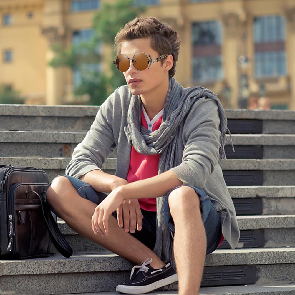Vintage Punk Style Sunglasses Retro Round Metal Frame Sun Glasses Men Fashion Glasses