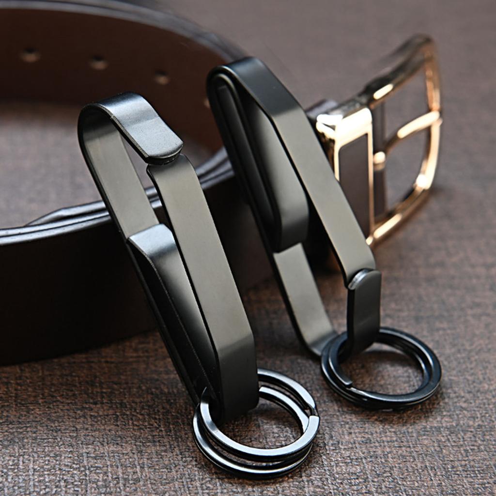 Belt Key Holder Stainless Steel Compact Quick Release Belt Key Clip with Key Ring for Police Law Enforcement Black