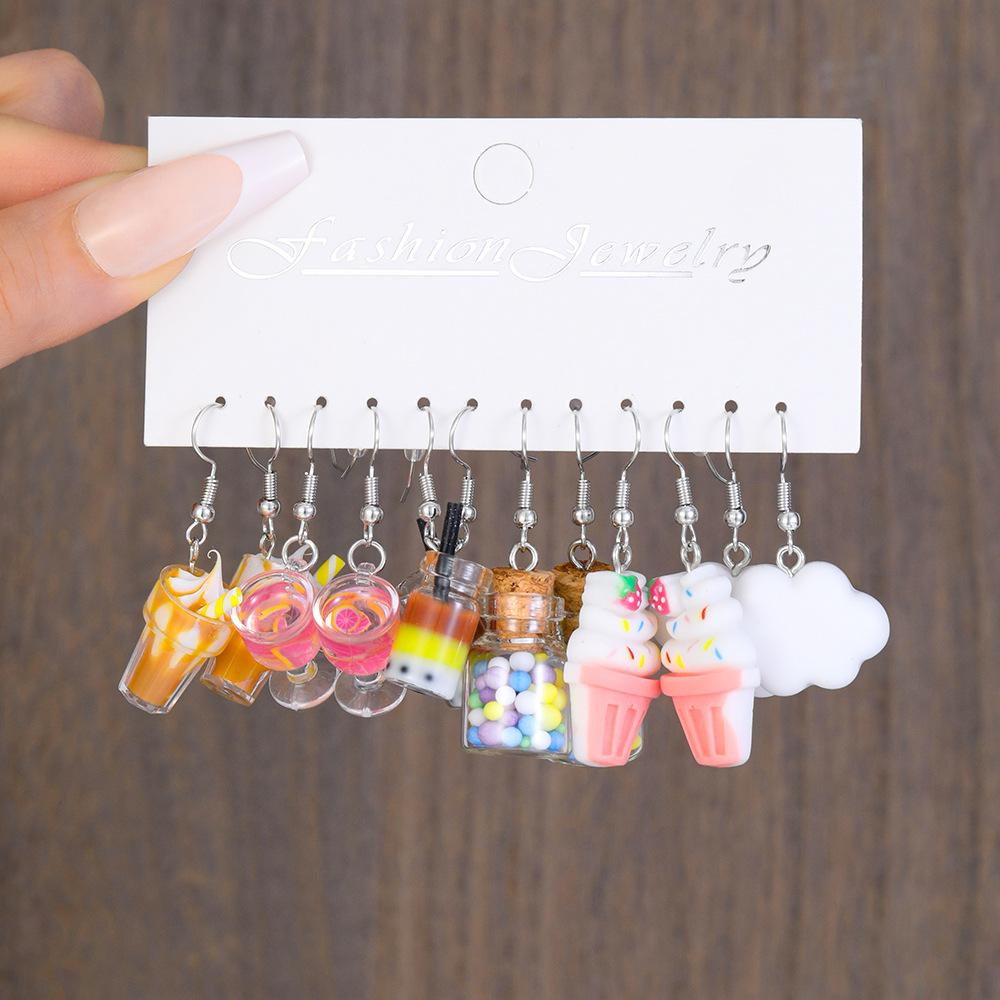 20 Pcs Cartoon Animal INS Earring Set For Women Simple Colorful Temperament Lovely Resin Fruit Drop Earring Trendy Jewelry Gifts