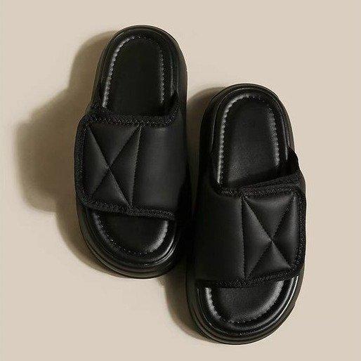 The lady boss keeps her own money~ thick-soled Velcro slippers for women's summer wear 2024 new one-word cool slippers