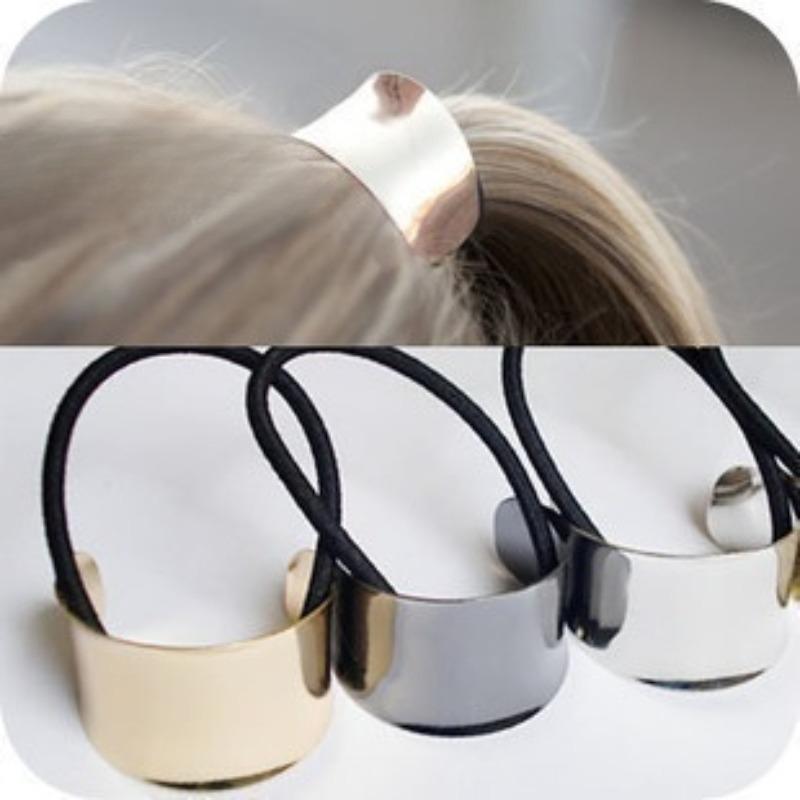 2Pcs Fashion New Hair Accessories Metal Semi-circle Hairband, Simple Smooth Crescent Shaped Metal Ponytail Buckle