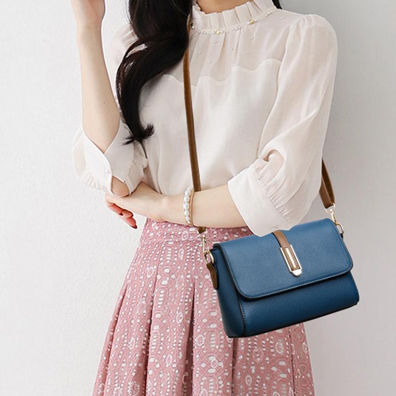 Women's Stylish Bag Soft Leather Crossbody Shoulder Bag Solid Color Premium Women's Messenger Shoulder Bag