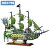 Creative Caribbean Ghost Pirate Ship Micro Building Blocks Set MOC Pirate Boat Model Bricks Assembly Toy for Adults