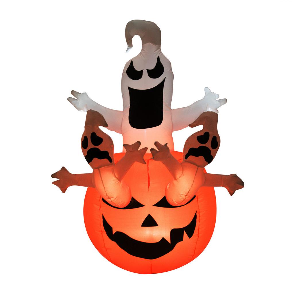 Inflatable Pumpkin Ghost Halloween Decoration Figure with LED Lighting, Polyester, 120x120x180cm