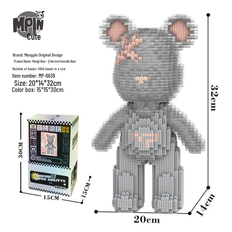 Mengpin Transparent Bear Micro Bricks Puzzle Toy for Kids - Brain Teaser Birthday Gift Figurine