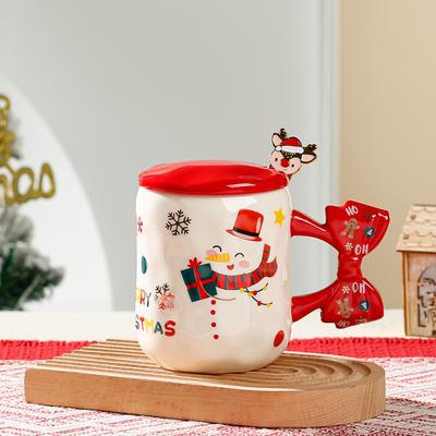 Christmas Bow Tie Ceramic Cup Souvenir Cartoon Deer Girl Couple Mug High Appearance Large Capacity