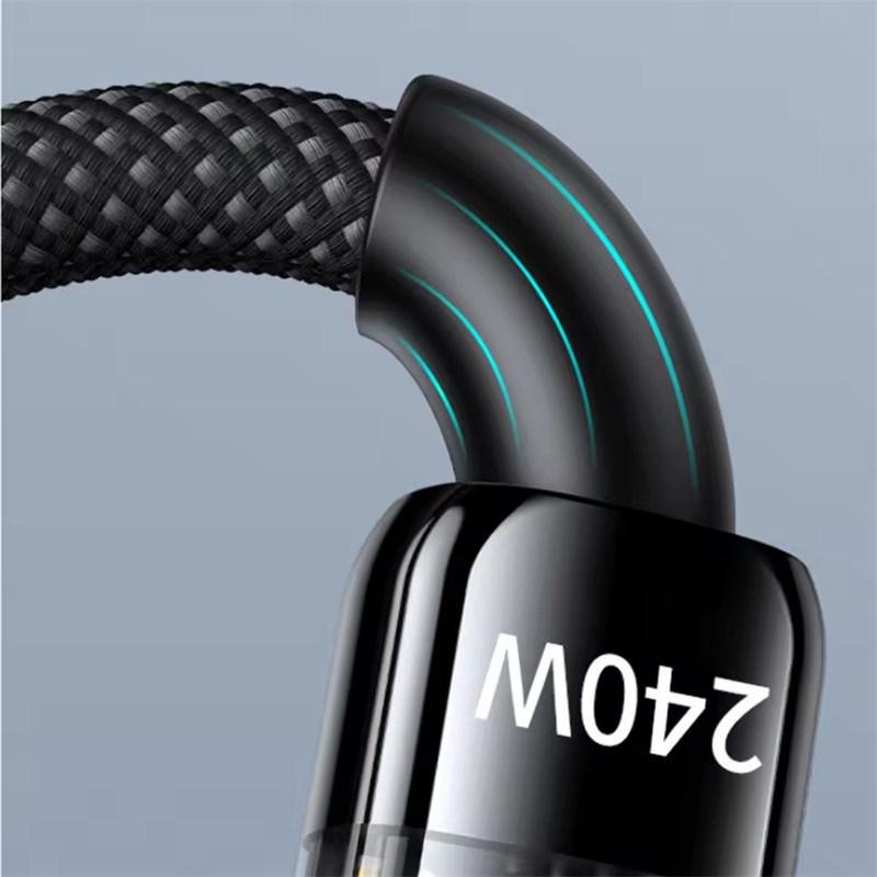 240W 10A Quick Charging USB C Cable Nylon Braided Transparent Type C High-speed Charger Wire for Samsung Huawei Mi Data Line