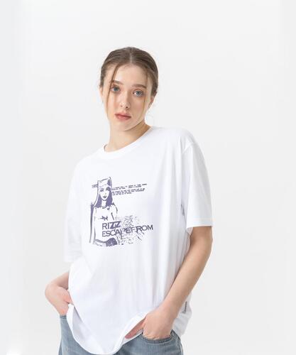 ESCAPEFROM Purple 1985 Leeds Print Oversized Short Sleeve T-Shirt White