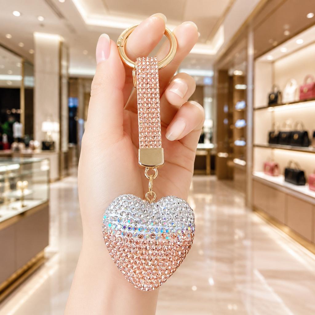 Full Heart Keychain Sparkling Key for Women's Bags, Purses and Keys