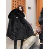 Women's Mid-Length Loose-Fit Padded Parka - Korean Style Winter Coat, Trendy Plus Size, Cotton and Down Blend.