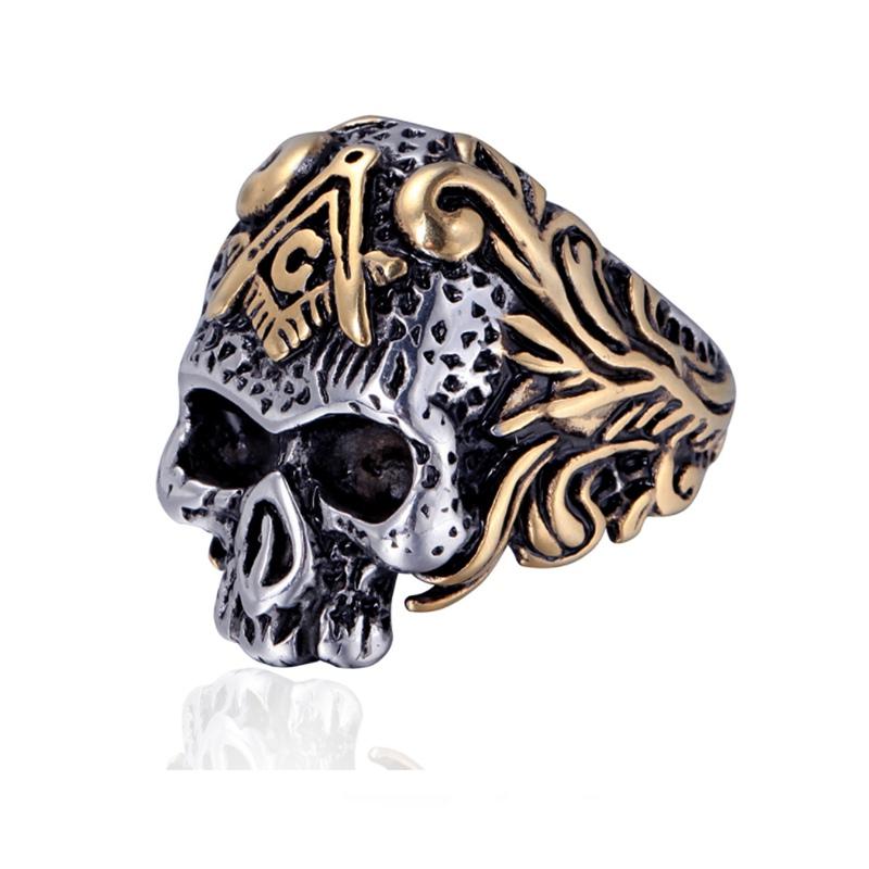 Stainless Steel Ghost Head Skull Ring for Men Punk Jewelry