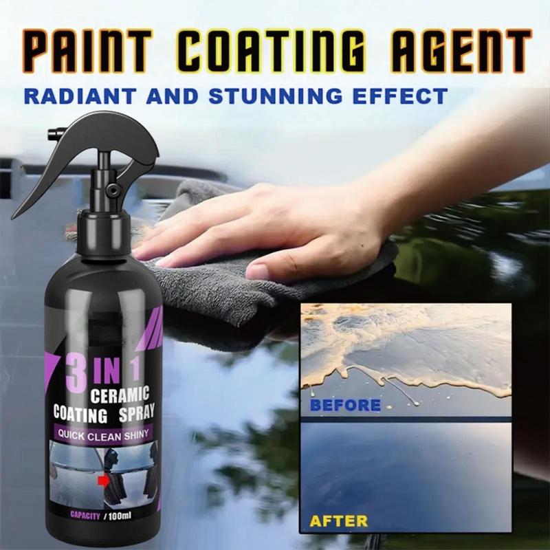 Ceramic Coating Spray 100ml Powerful Nano Wax Ceramic Spray Professional Paint Care Liquid Renewal Agent Automotive Top Coats