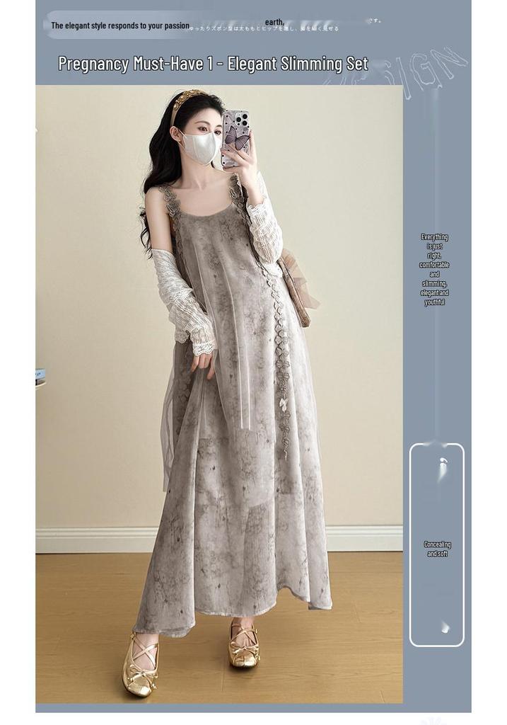 2025 Summer Korean-Style Maternity Dress & Sun Protection Set