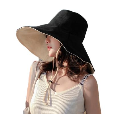 Foldable Floppy UV Sun Protection Wide Brim Bucket Hat with Anti Separation Cord