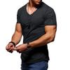 New Summer Short Sleeved Zipper Casual T Shirt Men Casual V Neck Fashion T-Shirt Men Fitness Streetwear Tees Tops