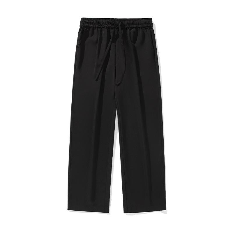 drape ice silk retro casual pants men's summer thin loose straight pants cool breathable basic versatile long pants
