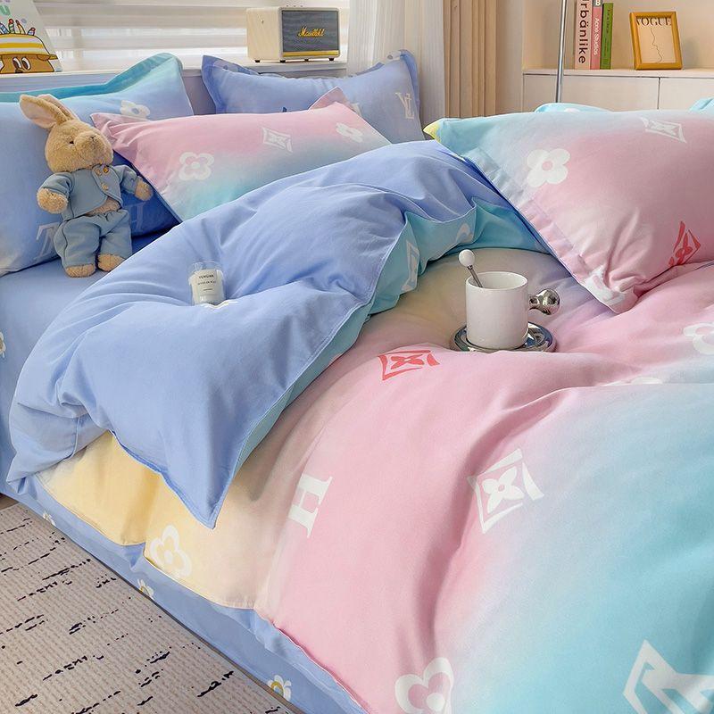 Zestaw czteroczęściowy Klasy A Domowy Gruby Przyjazny dla skóry Piaskowany Twill Ins Kreskówkowy Pokrowiec na kołdrę Zestaw trzyczęściowy na łóżko do akademika