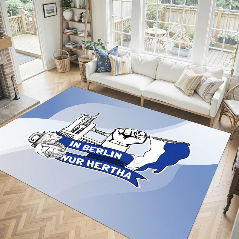 Hertha bsc FC Design Tappeto in Velluto di Cristallo Accogliente Non?Tappeto Stampato Antiscivolo per Camera da Letto Soggiorno Ingresso