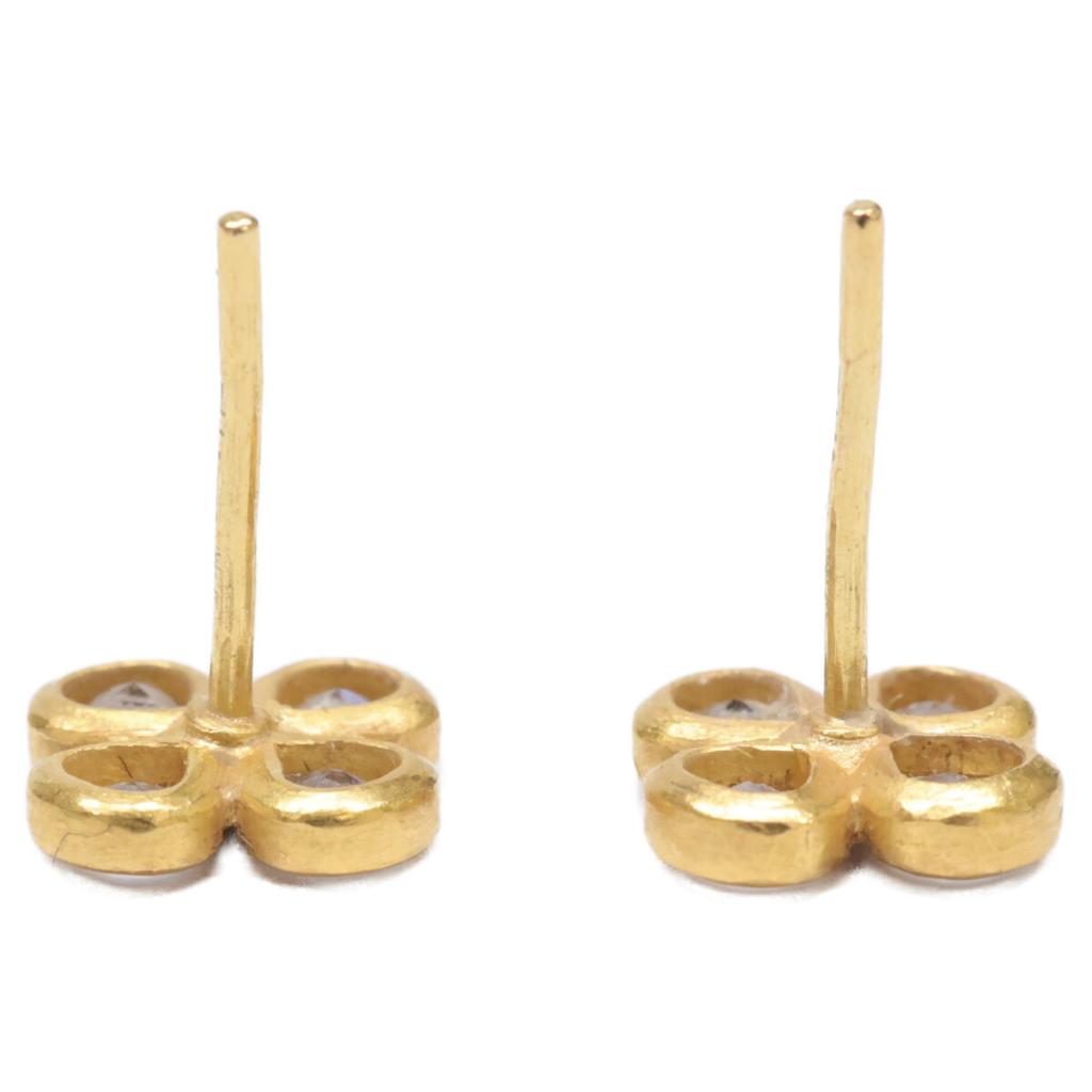 Marie-Helene De Taillac 22K Rainbow Moonstone Clover Earring Yellow GoldUsed