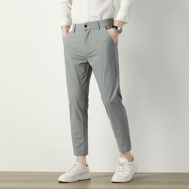 Korean version of the men's striped trousers spring new trend of casual small suit trousers nine Western trousers