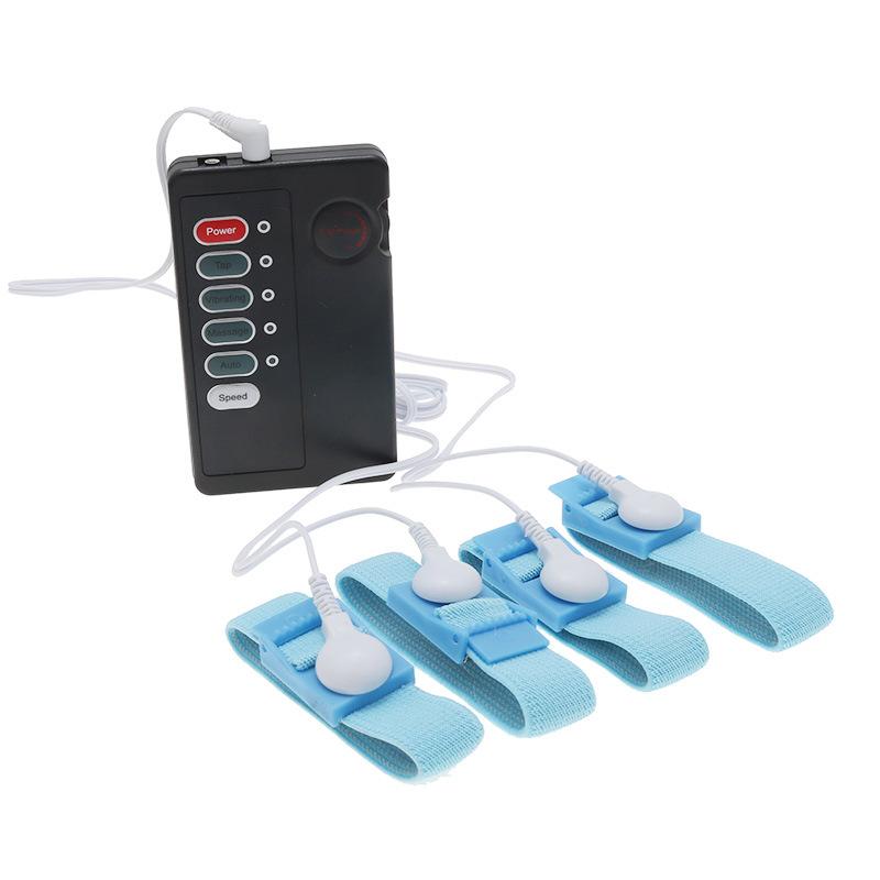 Electric Shock Penis Ring Combination Suit Elastic Adjustable Multi-Point Stimulation Alternative Climax Men's Sexy Sex Product