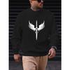 Men'S Casual Round-Neck Sweatshirt with a Sword Wing Pattern 100% Cotton Printed Long-Sleeve Crew Neck Pullover