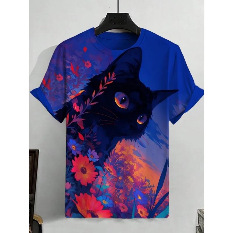 Cute Otter Cat Panda Pattern T-Shirt For Men Funny Animal 3D Printed Tees Casual Short Sleeve O-Neck Tops Street Sports T Shirts