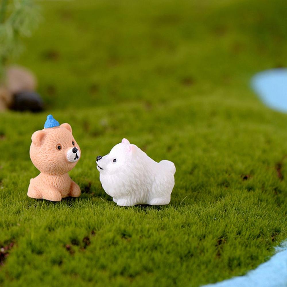 DIY Creative Resin Puppy Statue Mini Animal Miniature Dog Ornament Figurines Cake Decoration