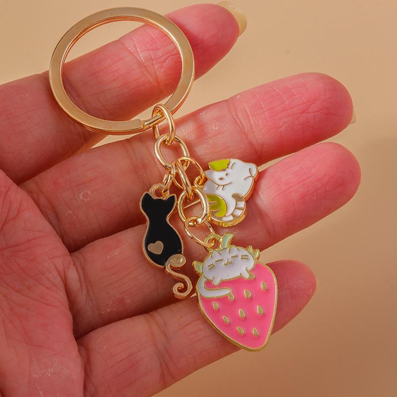 Aihua Cute Enamel Puppy Cats Keychain for Women Girls BFF Bestfriends Handbag Pendant Birthday Jewelry Gifts
