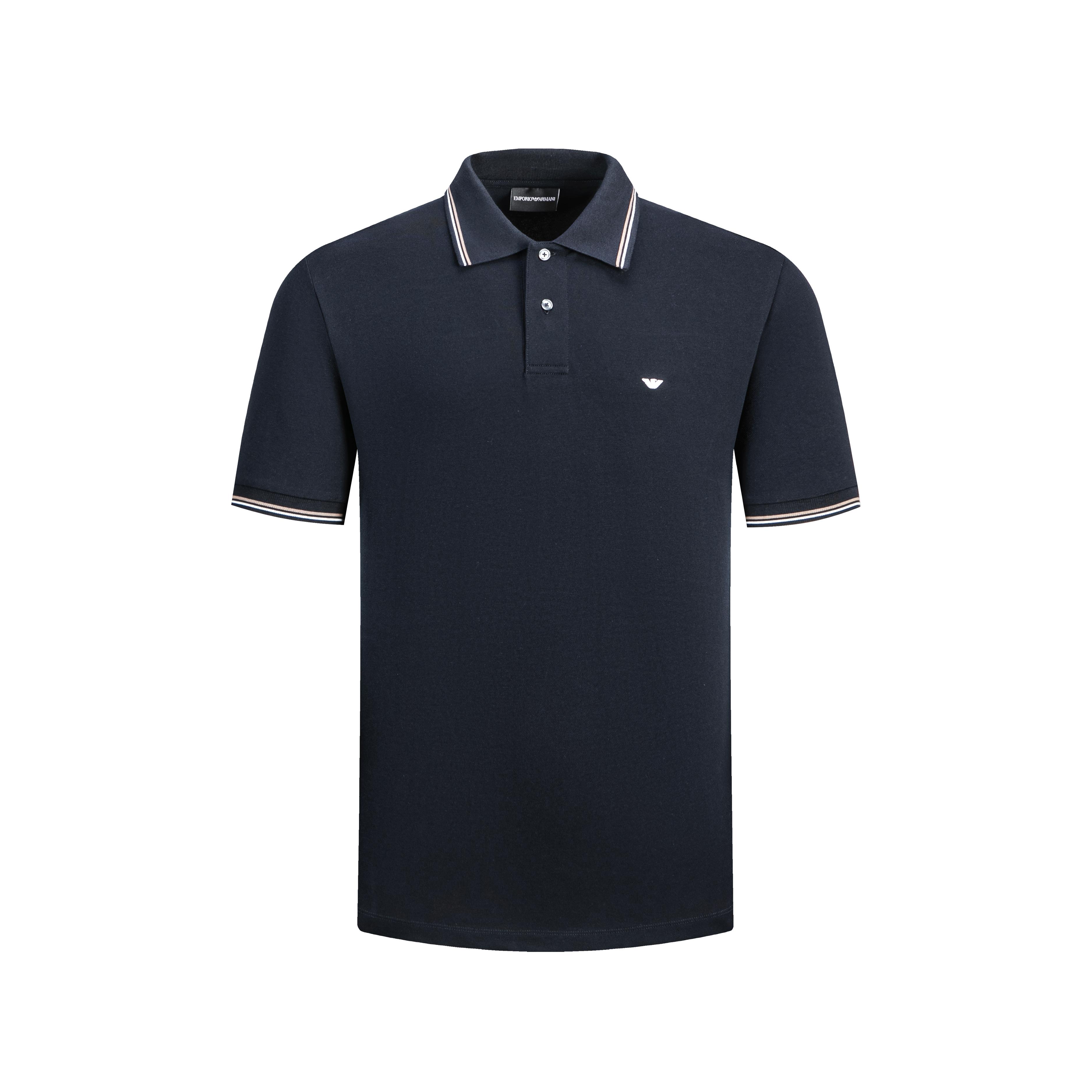 

Emporio Armani Navy Cotton Blend Micro Silhouette Polo Shirt With Logo Decoration Men tops EM004607-AF23090-1UB118 S