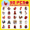 50 Rooster Cuso Doodle Stickers Personality Cartoon Animal Big Rooster Children Cartoon Stickers