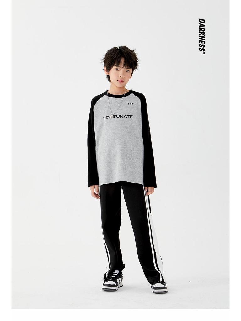 DK Kinder Retro Kontrast Weitbeinige Hose – Herbst Freizeit Sportbekleidung für Mädchen & Jungen